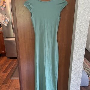Wild Fable Green Sheath Maxi Dress Cap Sleeve